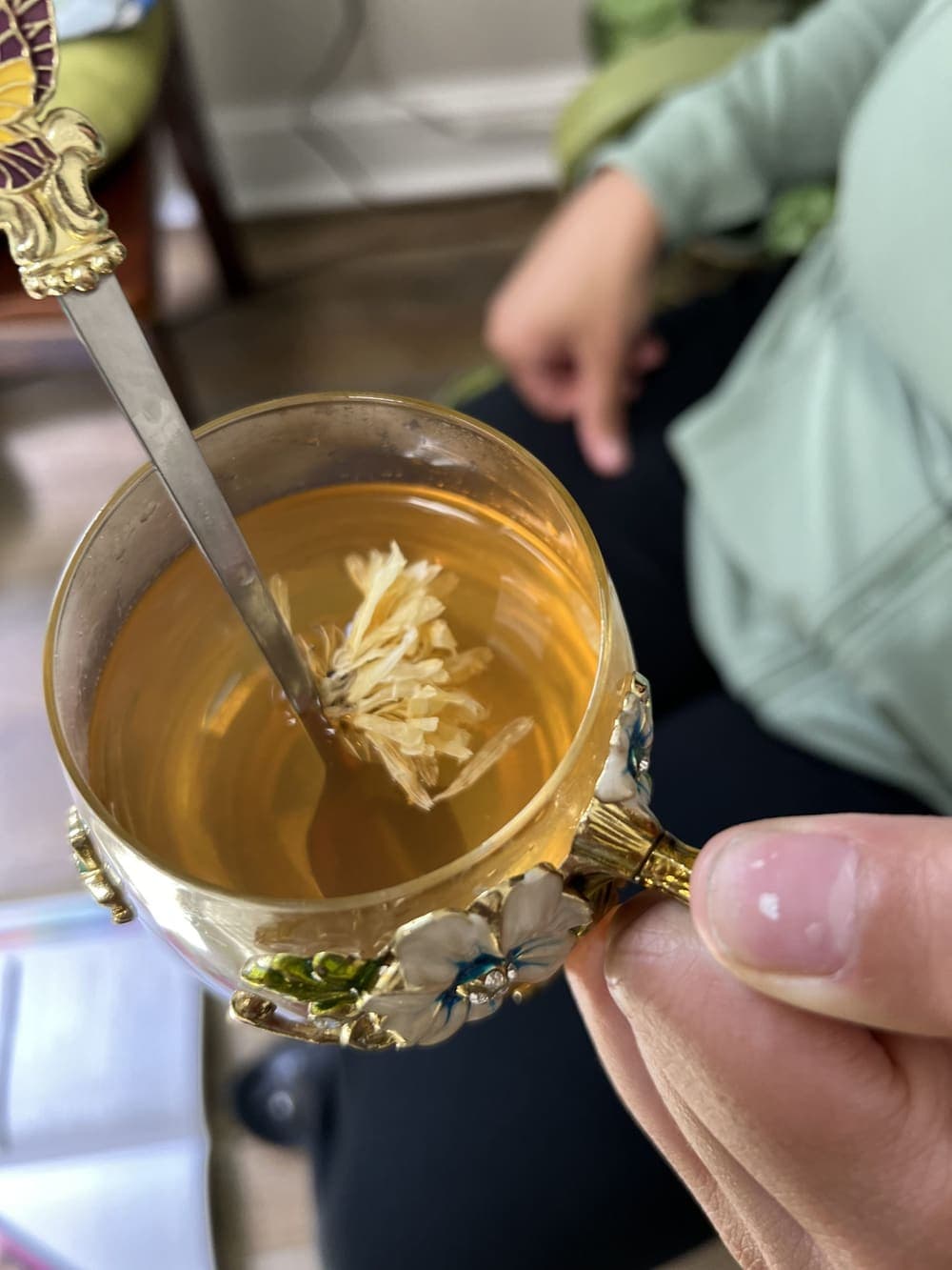 An herbal tea blend steeping at Olive Tree