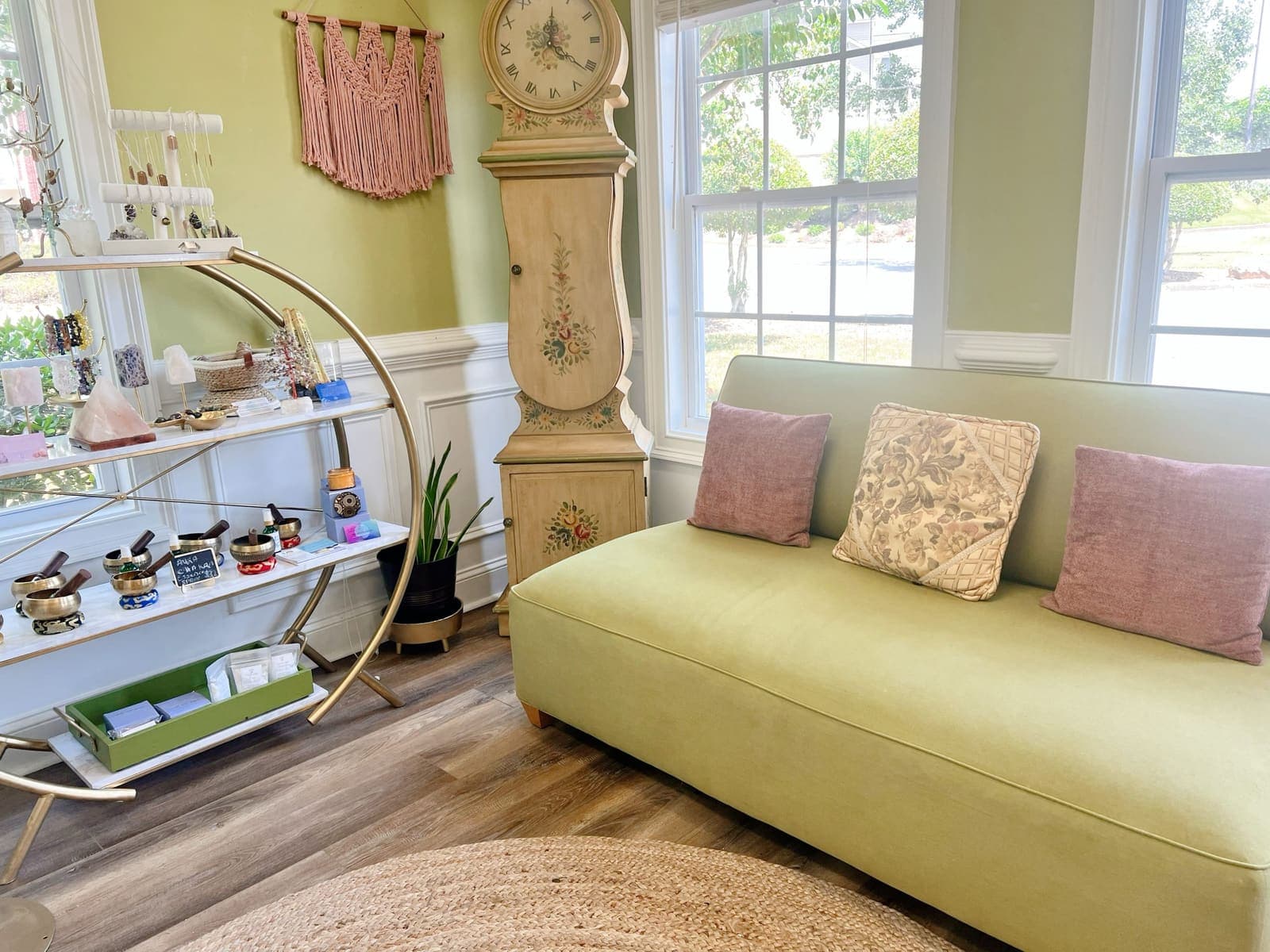 A bright, calm room at the Olive Tree studio