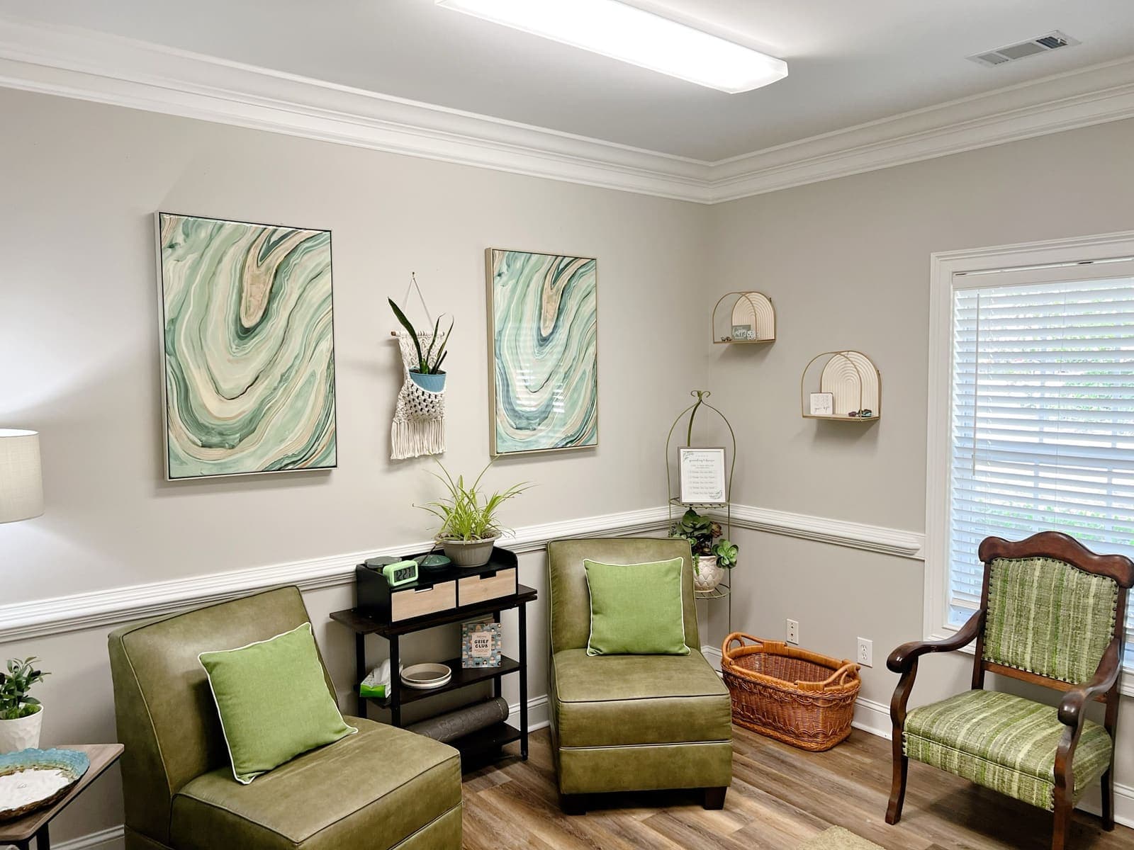 A calm therapy room at Olive Tree
